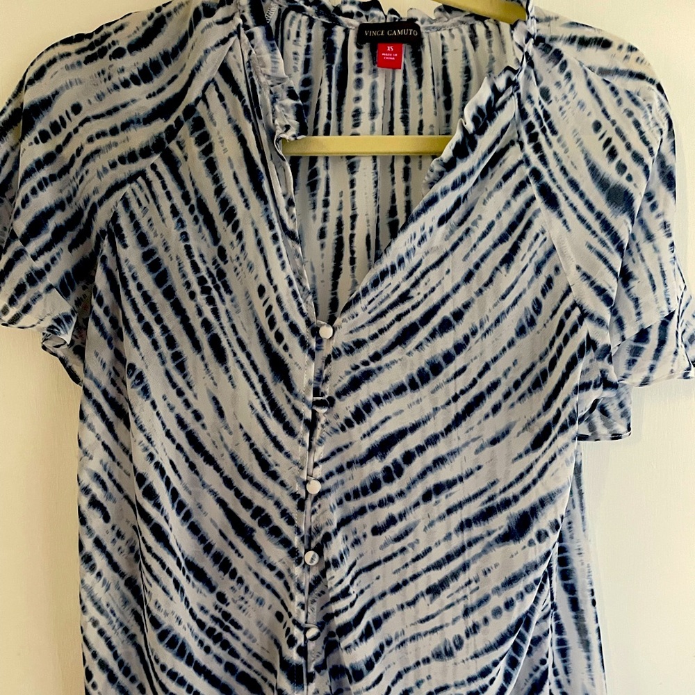 Vince Camuto blouse. Navy/white. Lightly worn. Great condition